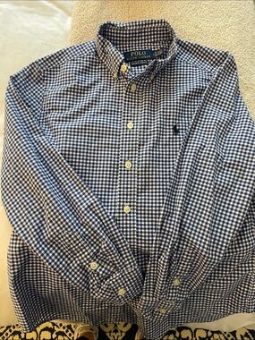 Polo by Ralph Lauren Navy and White Gingham Button-Down Shirt